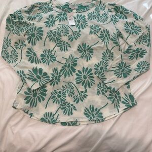 LOFT Green Floral Long Sleeve Top